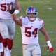 Nov 8, 2020; Landover, Maryland, USA; New York Giants inside linebacker Blake Martinez (54) celebrates after an interception against the Washington Football Team in the second quarter at FedExField.